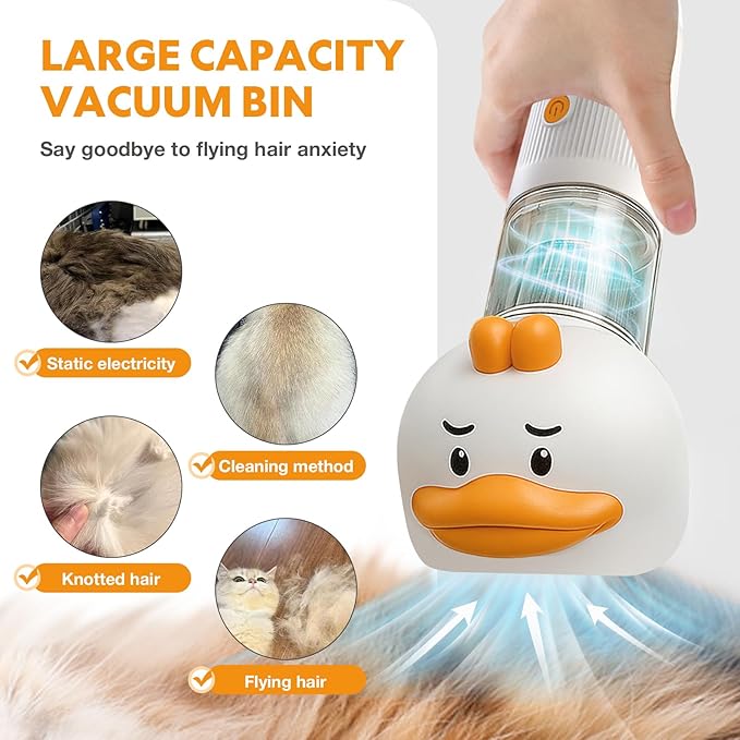 Cat Dog Grooming Vacuum Kit with Brush, Low-Noise Pet Hair Shedding Trimming Grooming for Indoor Cats Dogs, 4 in 1 Pet Vacuuming Groomer for Long or Short Haired Kitten Accessories(White)
