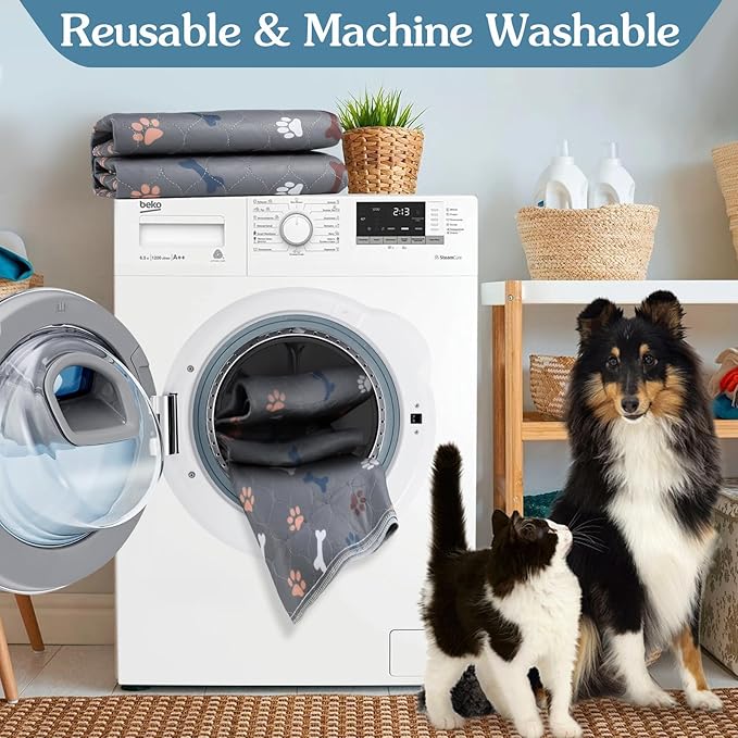 Washable Pee Pad for Dogs, 2 Pack Extra Large Puppy Pads, 48"x60" | Super Absorbent, Waterproof & Leakproof, Non-Slip Bottom, Machine Washable, For Floors, Beds, Couches, Crates, Carpets, Cars