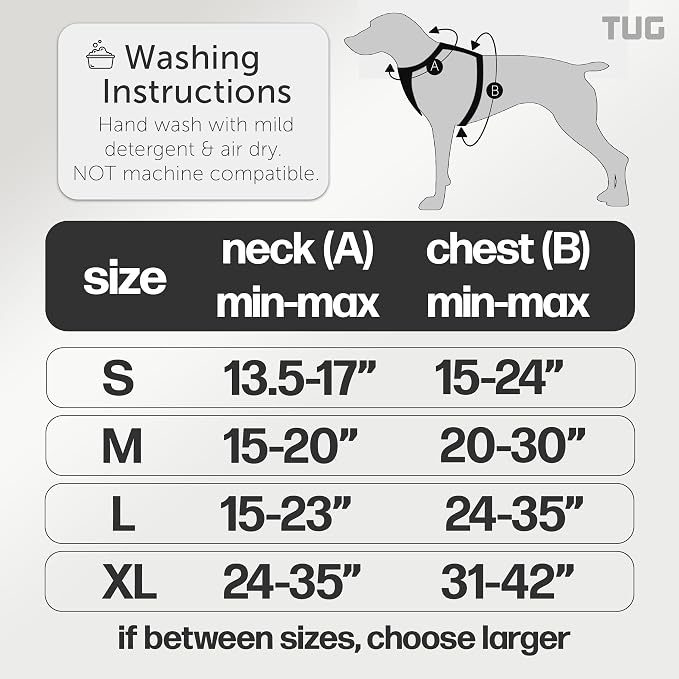 TUG Grab Dog Harness with Built-in Magnetic Traffic Leash (Medium/Cream) | Padded Magnetic Traffic Handle | Dual Leash Clips | 4-Point Adjustable Fit | Durable Nylon