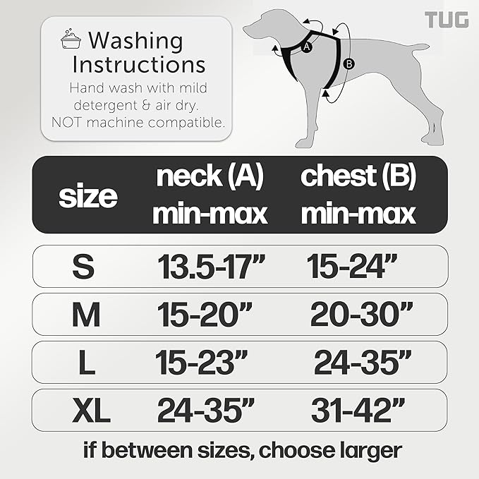 TUG Grab Dog Harness with Built-in Magnetic Traffic Leash (XL/Green) | Padded Magnetic Traffic Handle | Dual Leash Clips | 4-Point Adjustable Fit | Durable Nylon