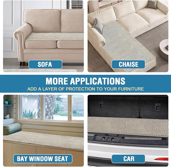 H.VERSAILTEX Plush Chenille Couch Cover for 3 Cushion Couch Anti Slip Washable Sofa Slipcovers Soft and Durable Furniture Protector for Dogs Cats Kids (27.5" x 59", Oatmeal)