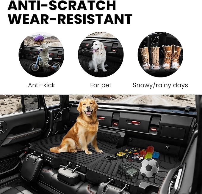 LASFIT Backrest Mats for Jeep Gladiator JT 2020-2025 2026 Rear Trunk Seatback Mats All Weather TPE Custom Fit Accessories, Black