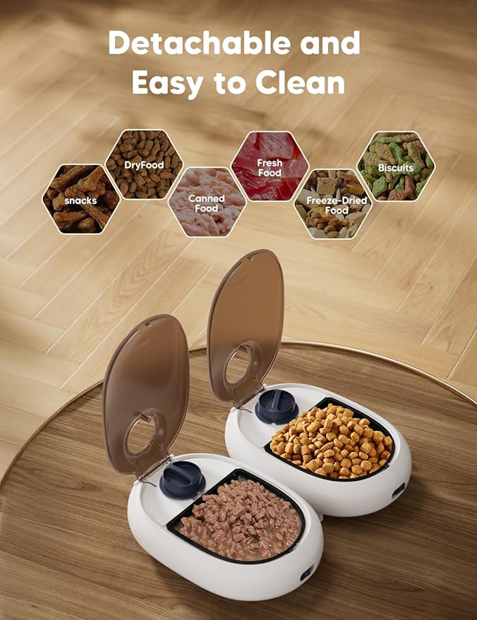 WOPET Automatic Cat Feeder, 48-Hour Timed Pet Food Dispenser with Ice Pack for Freshness, Yogurt & Canned Meals – Perfect for Cats, Kittens & Small Dogs