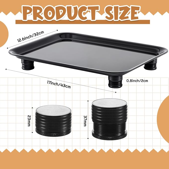 Marsui Ant Proof Pet Food Tray, Waterless Raised Cat Dog Bowl Stand with Adjustable Legs, No-Fill Physical Barrier for Indoor Feeding Station, Kitchen Sweets and Trash Area(23mm-37mm,Black)