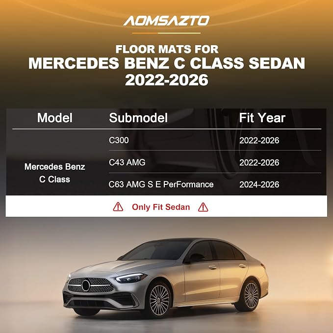 Cargo Liner Fit for Mercedes Benz C Class Sedan 2022-2026 | AOMSAZTO Cargo Mat All Weather Custom Fit Trunk Mat C Class Car Mats Accessories Black (Only for Sedan)