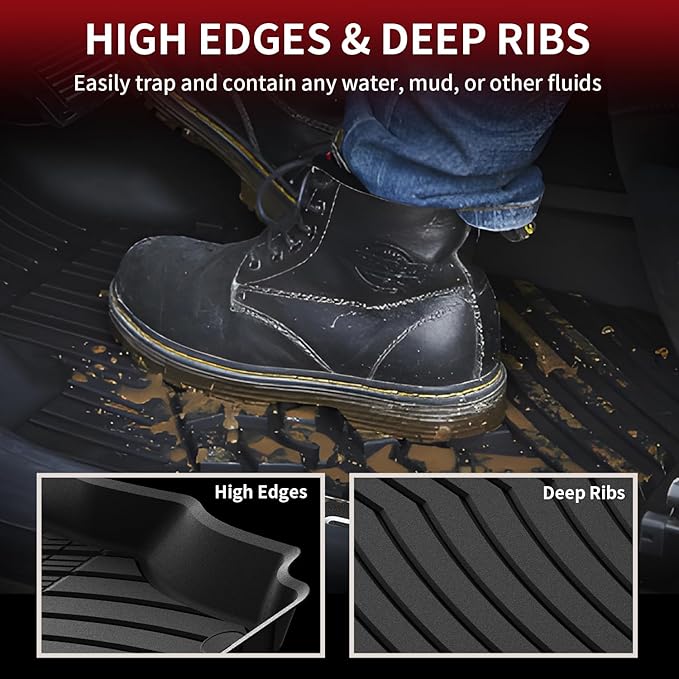 LASFIT Floor Mats & Cargo Mat for Mercedes Benz GLE SUV 2020-2026 350/450/ 53 AMG (Not Fit Coupe; Fit 5 Seats), All Weather TPE Anti-Slip Car Mats Custom Fit for GLE 1st & 2nd Row Set & Trunk Mat