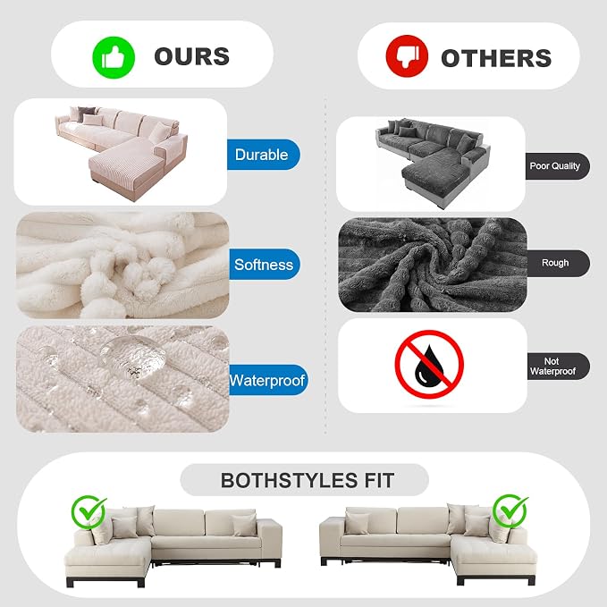 FUANGUI 2 Pack Waterproof Couch Cover for Dogs for Sectional Sofa | Washable Pet Couch Covers for Pets, Non Slip 2 PCS L Shaped Sofa Slipcover, Sofa Covers for 3 Cushion Couch Sofa Pet Friendly