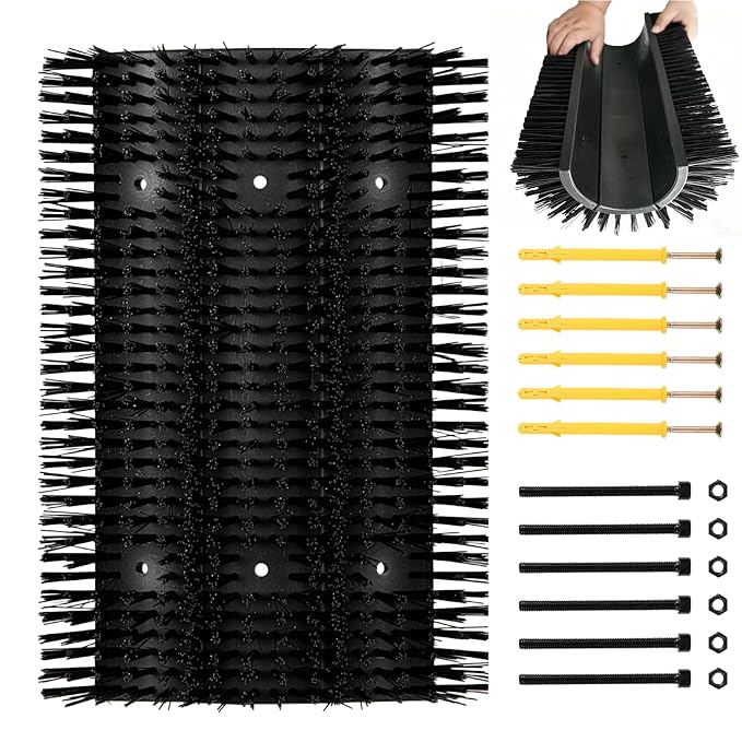 Extra Large Size Livestock Scratching Brush, Upgraded Horse/Goat/Cow/Cattle Scratcher Brush for Grooming, Itch Relief Horse Scratcher Brushes Kit with Two Sets of Mounting Screws(1-Pack,Black)