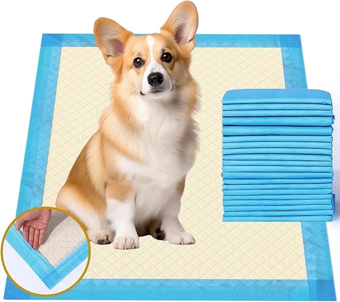 Gardner Pet Ultra Absorbent Thicker Dog Pee Pads Rugular 21.7"x21.7" Leak-Proof Odor-Control Small Blue Puppy Training Pads Full Edge-Wrapping Pad for Dogs Dogs, Puppies, Doggie, Cats, Rabbits - 50 Ct