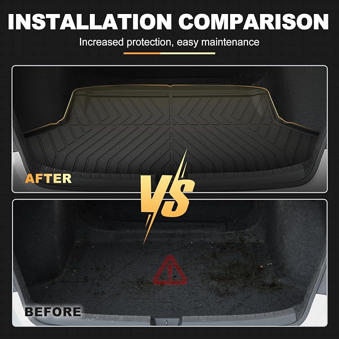 Floor Mats & Cargo Mat for Honda Civic Sedan 2022-2026 (Fits Rear Seats with or Without USB Ports) - All Weather TPE Car Floor Liners, 1st & 2nd Row & Trunk Liner(Not for Hybrid/Hatchback)