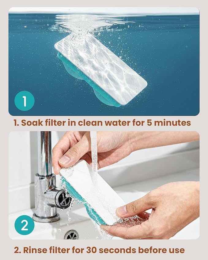 Official Replacement Filters for 3.2L/108oz Cordless Cat Fountain | 12 Pack Replacement Filters & Sponges - Multi-Layer Filtration - Easy Replacement for Emdoro Cordless Pet Fountain