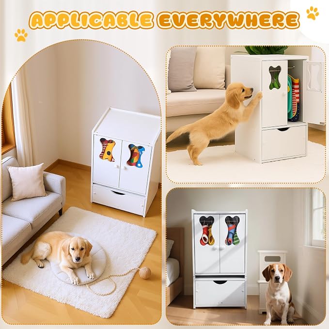 Teenyyou 22.84 x 12.99 x 12.6 Inch Pet Wardrobe Closet Dog Toy Clothes Storage Organizer with Doors and Telescopic Hanging Rod Combinable Drawers Closet Rack for Small Dog Cat Toys Clothes Accessories