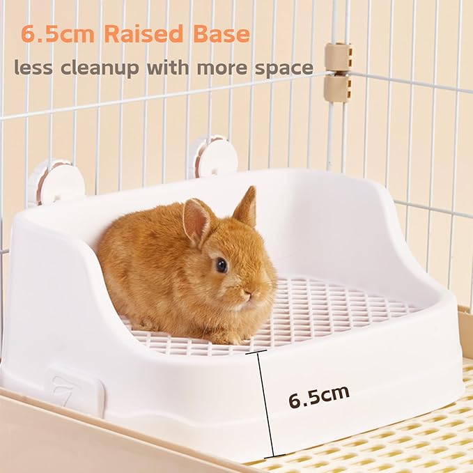Rabbit Litter Box, Small Animals Litter Tray for Cage Detachable Bedding Litter Pan Potty Toilet Trainer Corner for Pet Rabbits Guinea Pigs Hamsters Chinchillas (White)
