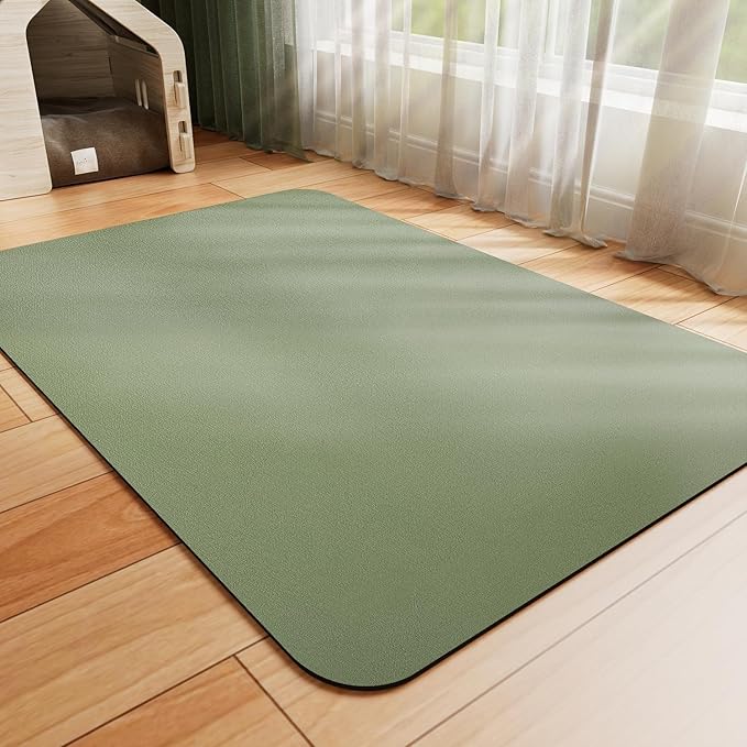 HotLive Dog Food Mat - Absorbent Cat Mat for Food and Water, No Stains Pet Feeding Bowl Mat, Easy to Clean Pet Placemats, Quick Dry Dog Water Dispenser Mat for Messy Drinkers | Green 24"x36"