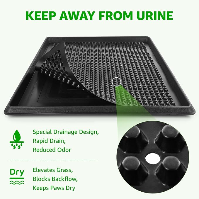 20"x25" Portable Dog Grass Pad with Tray, for Indoor Outdoor Potty Training | Dog Litter Box, Easy to Clean, Pet Loo, Artificial Grass Patch & Washable Pee Pad, Ideal for Patio Balcony Apartment