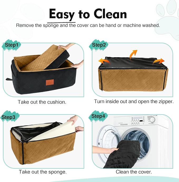 Dog Car Seat for Large Medium Sized Dogs, Washable Car Dog Bed Under 55 lbs | Dog Booster Seat for 2 Small Dogs, Elevated Cushion, Detachable Cover, Pet Car Seat with Storage Pockets, 2 Safety Belts