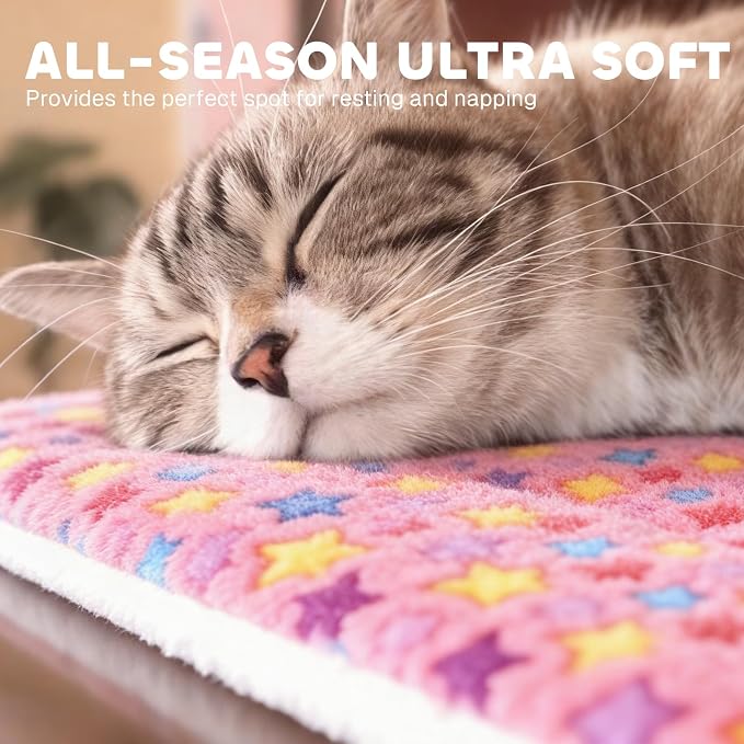 Mora Pets Dog Bed Crate Pad Ultra Soft Pet Bed with Cute Star Print Washable Crate Mat for Large Medium Small Dogs Reversible Fleece Dog Crate Kennel Mat Cat Bed Liner 29 x 21 inch Pink
