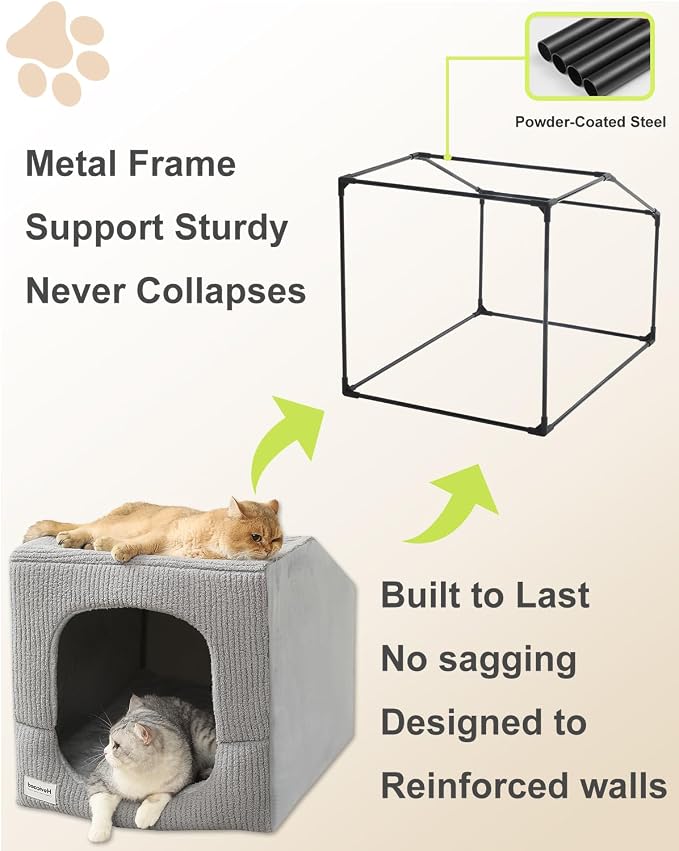 Hovicaed Indoor Dog House Small Sized Dog Tent with Dog Cave Bed 26x20ines | Covered Dog Bed With Washable Removable Cover-Pet Orthopedic Egg-Crate Foam Cushion Sturdy Frame For Inside Dog House