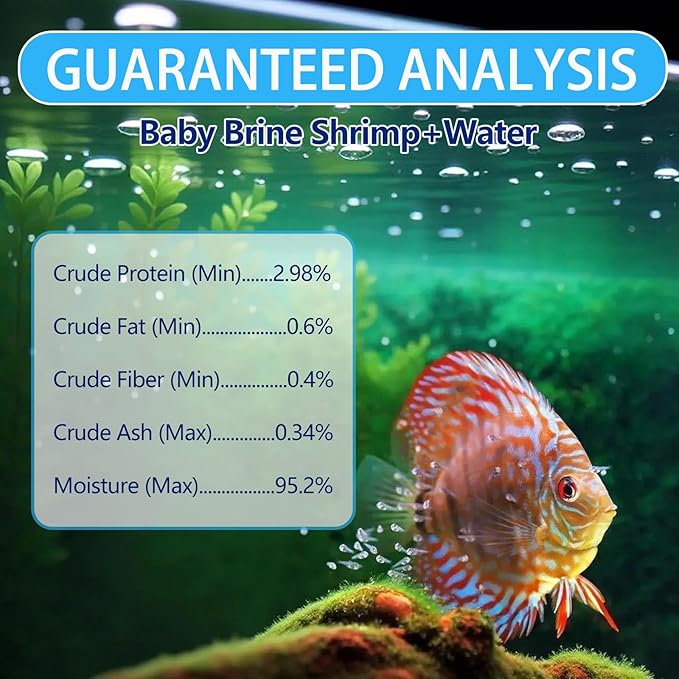 Instant Baby Brine Shrimp Fish Food, No Hatch High Protein Fry Food with Astaxanthin, for Tropical Fish, Betta, Guppy, Discus, Saltwater & Freshwater Aquarium, Small Fish, Coral (50ml)