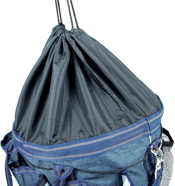 Jeffers Poplar Head Grooming Bag – Horse Grooming Organizer Tote with Pockets for Brushes, Tools, Clippers, Shampoo, Detangler – Stable Barn Kit Carrier for Horses, Pets, Livestock, Blue Jean Baby