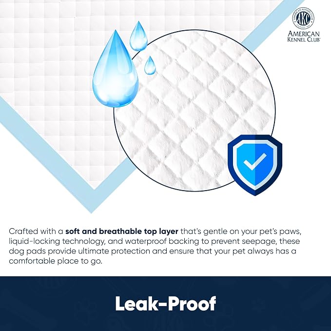 AKC Dog Training Pads, XL 30" x 26", Lavender Scent, XL, 100 Count | Scented dog pee pads help control odors with ultra absorbent quick-dry gel, leakproof layers and potty training protection.