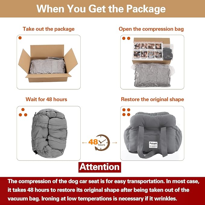 Dog Car Seat for Small Dogs, Portable Puppy Car Seat of Easy Installation, Fashionable Pet Carrier Bag with Large Pockets, Machine Washable Dog Booster Seat (Khaki)