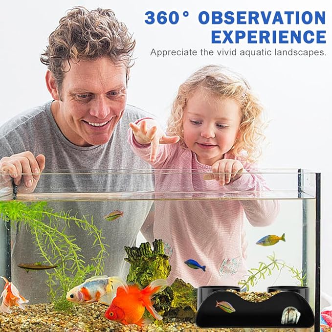 Aquarium Cave Hideout, 2-Hole Underground Tunnel for Fish Tank, Under Gravel Fish Hide for Corydoras, Pleco, Loach and Shrimp, Black