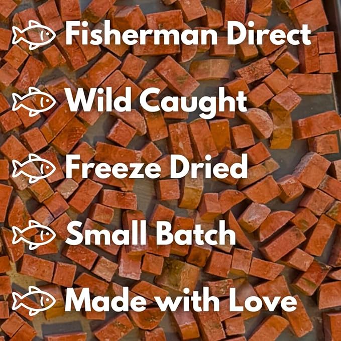 Freeze Dried Sockeye Salmon Pet Treats for Dogs & Cats, Human Grade, Fisherman Direct, Premium Wild Caught Alaskan, Single Ingredient, Omega 3, Natural Healthy Dog Training Treats, Made in USA, 3 Pack