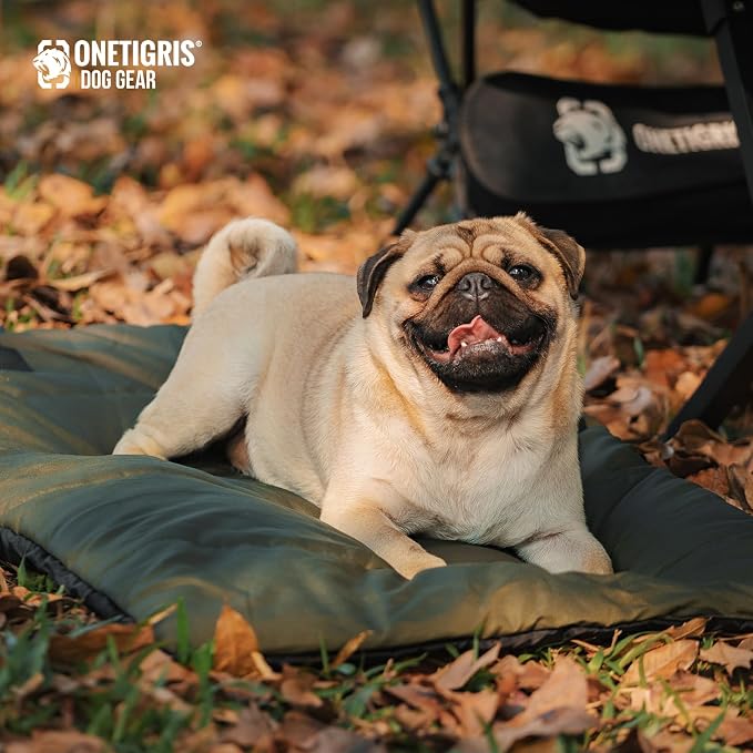 ONETIGRIS Washable Dog Bed Portable Outdoor Pet Mat Anti-Slip S | Foldable travel mat for dogs with soft insulated filling. Collapses compact for camping trips. Easy clean & stays put.