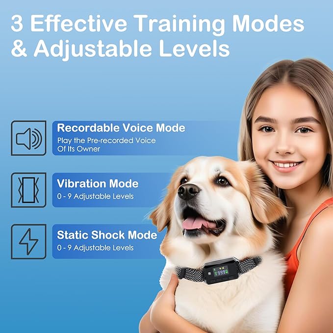 GPS Invisible Fence Dollar for Dog, Electric Dog Fence Wireless System, Radius Range 98-3278ft Perimeter Dog Collar with 3 Training Mode, IPX7 Waterproof and Magnetic Charging for Outdoor Use Only