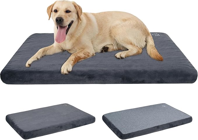 EMPSIGN Stylish Dog Bed Mat Dog Crate Pad Mattress Reversible (Cool & Warm), Water Proof Linings, Removable Machine Washable Cover, Firm Support Small to XX Large Dogs, Grey,XL(41''''*28''''*3'''') | Reversible(Cool & Warm), Waterproof Linings, Removab...