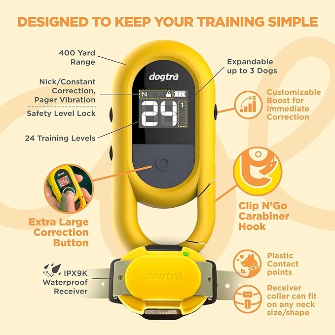 Dogtra CUE Green – E-Collar for Dogs Training Collar with Remote – Training Made Easy for Everyday Dog Owners – Gentle Vibration, Custom Boost, Waterproof, Rechargeable, 400-Yard Range System