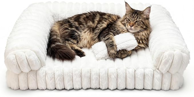 Cat Couch, Orthopedic Pet Bed, Washable Medium Pet Sofa Bed for Puppy and Small to Large Kitten with Anti-Slip Bottom, Fits Up to 65lbs Pets Cat Beds Self Warming