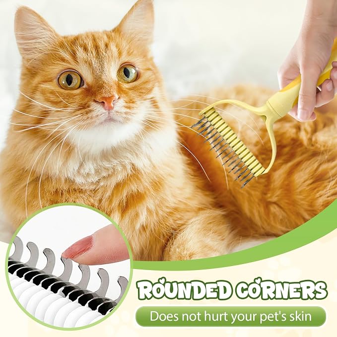 Double-Sided Pet Grooming Brush for Dogs and Cats, 2026 New Dog Deshedding Brush, Dematting Comb Removes Tangles Knots and Loose Fur, Ergonomic Pet Grooming Tool (Red*2)