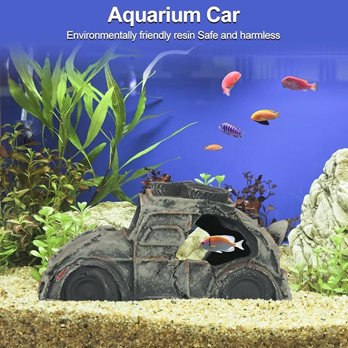 Virekm Fish Tank Decor, Aquarium Decorations for Fish Tank - Realistic Resin Rock Cave Hideouts, Safe Fish Tank Ornaments with Natural Design for Betta, Goldfish, Shrimp - Easy to Clean
