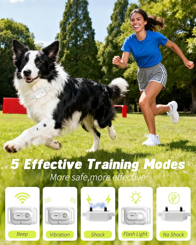 Dog Shock Collar with Lighting Indicator, Dog Training Collar with Remote 3300FT Range, Rechargeable Waterproof E-Collar for Small Medium Large Dogs (White)