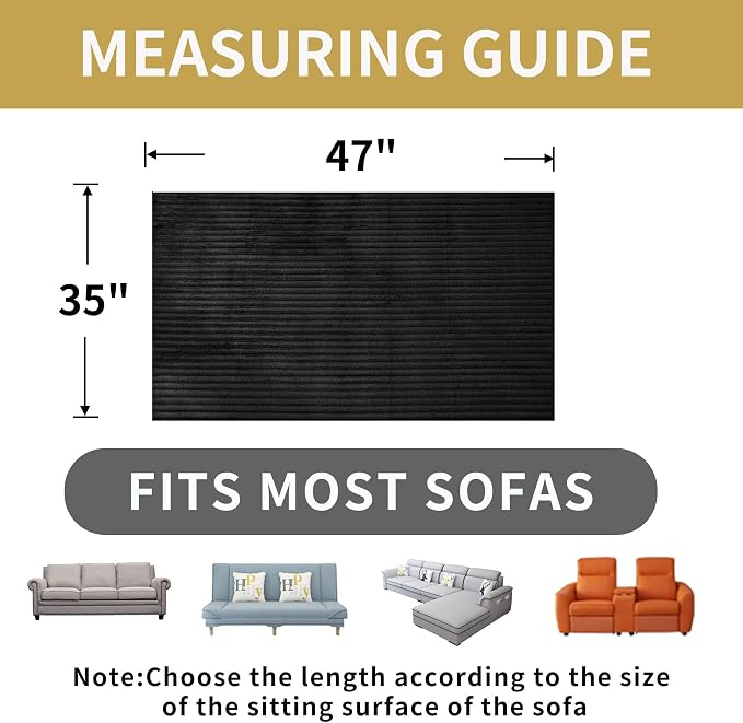 HAOMAIJIA Waterproof Couch Cover for Dogs Washable,Faux Fur Pet Couch Covers for Sofa,Soft Dog Bed Cover Non-Slip Couch Covers for 3 Cushion Couch Sofa Pet Friendly (Black, 35" x 47" 1 Pack)
