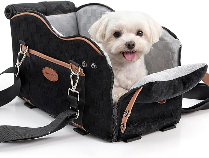 Center Puppy Car Seat,Console Dog Booster for Traveling,Under 10LB | Small Dog Car Seat,Hand-held,Crossbody,Protective Top Mesh,Cushioning Cozy