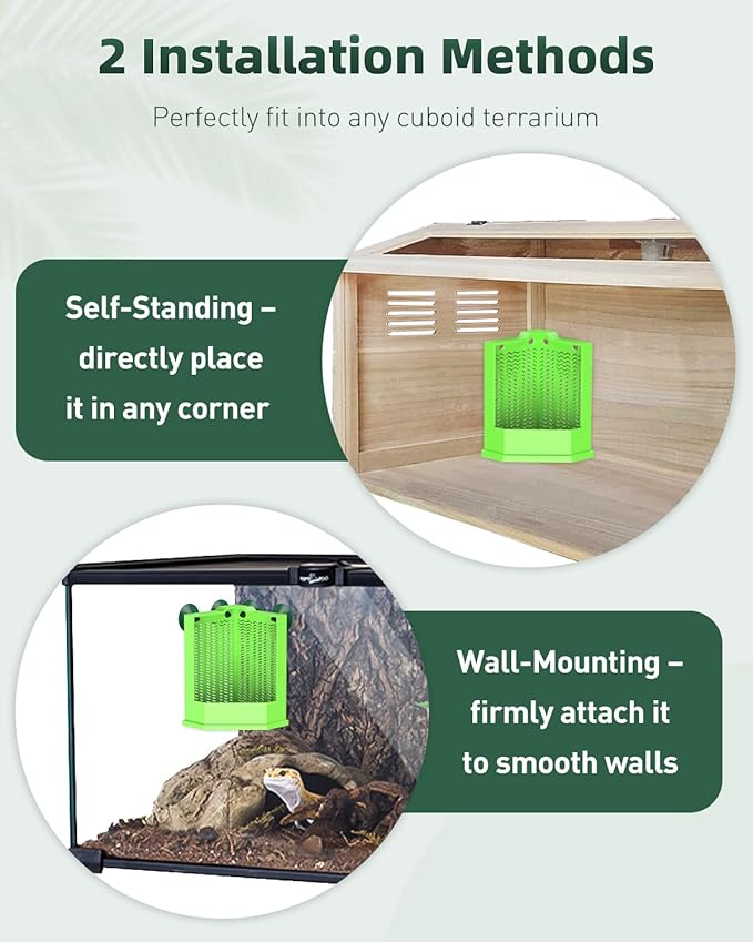 Pawfly Reptile Feeder Bowl - Escape-Proof Corner Hunting Dish, Wall-Mounted Insect Feeder for Bearded Dragons, Chameleons, Geckos, Frogs & Lizards with Suction Cups