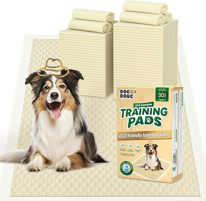 Bamboo Small Puppy Pads Pee Pads for Dogs 22"x22" 30 Count | Training Pads Deodorizing Leakproof Quick Drying Dog Pee Pads Super Absorbent Disposable Puppies, Doggie, Cats, Rabbits