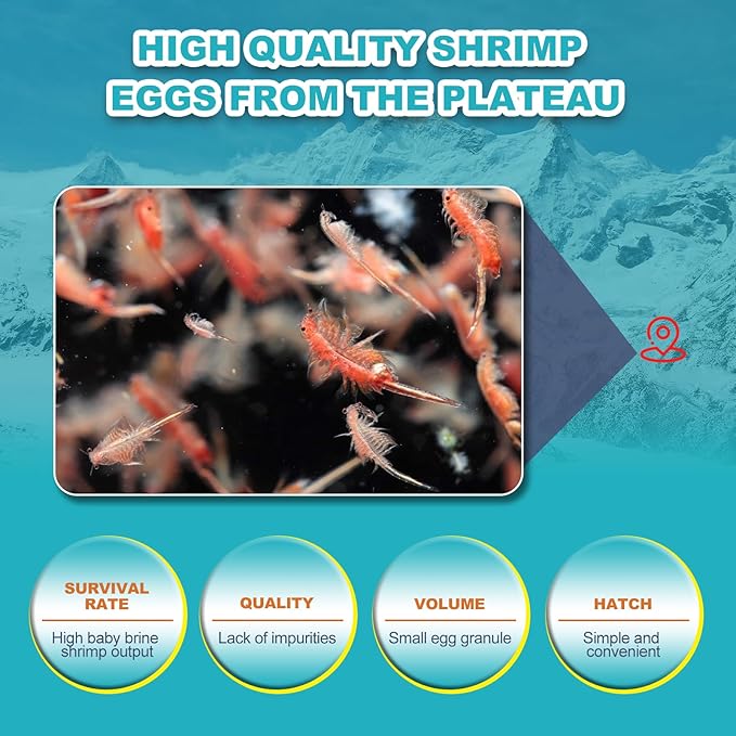 Dylan's cabin Brine Shrimp Eggs Fish Food - 90% Hatch Rate for Aquatic Foods Baby Aquarium Fish Freshwater Saltwater Marine Tank Hatchery Fry 150G