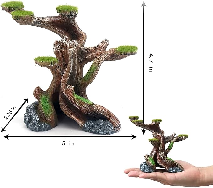 relaqcc Reptile Decor Aquarium Decorations Artificial Moss Resin Fish Tank Rocks Simulation Hollow Tree Leopard Gecko Trunk Accessories Aquarium View(Small)