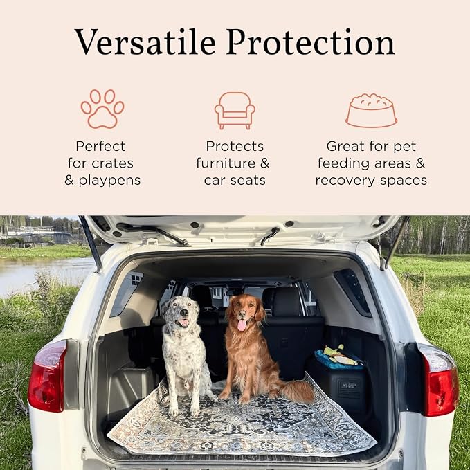 Lovewag Reusable Washable Dog Pee Pads, Blue Hazel 36x48, 2 Pack | Non-slip, waterproof, absorbent dog pee pads for potty training, whelping, senior dogs, multi-pet households, easy to clean
