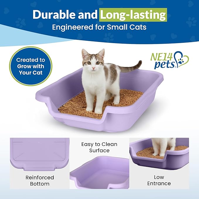 Kitty Go Here Small Size, Storybook Lavender Color, Durable & Pet Safe Kitty Litter Box, Low 3" Entry and Lots More Room for Your Cats Comfort, Made in USA