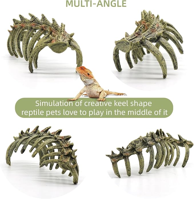 relaqcc Aquarium Skull Animal Skeletons, Reptile Tank Accessories, Fish Tank Decorations for Amphibians, Betta Fish, Shrimp, Hermit Crab, Leopard Gecko