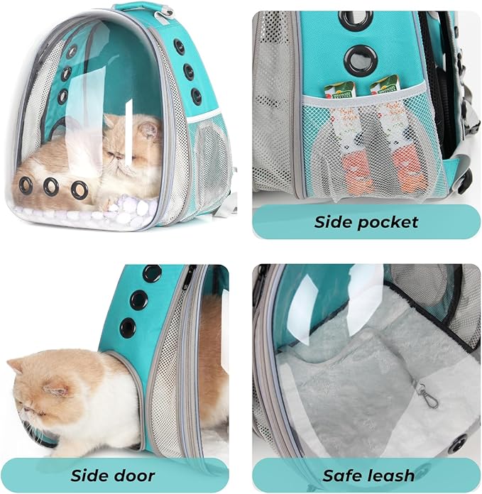 Cat Carrier Backpack, Expandable Bubble Pet Carrier for Cats and Small Dogs, Airline Approved Travel Backpack for Hiking, Walking & Outdoor Adventures - Supports up to 16 lbs