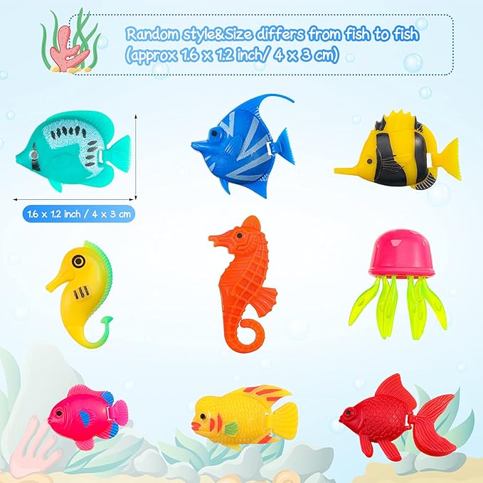 Weewooday 20 Pcs Artificial Moving Fishes Plastic Floating Lifelike Fish Tank Ornament Aquarium Decorations(Jellyfish and Seahorses)