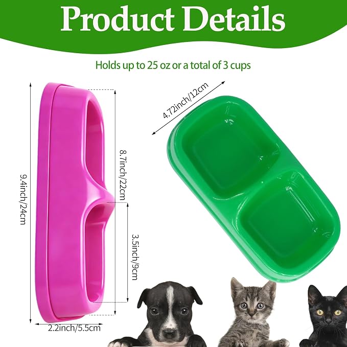 15 Pcs Plastic Cat Dog Food Water Bowl Set Double Pet Dog Food Bowl for Small Medium Size Puppies Cats Kennel Cattery, 5 Assorted Colors