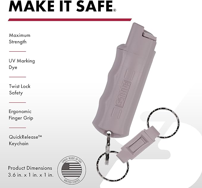 Sabre Pepper Spray - Quick Release Keychain for Easy Carry & Fast Access, Max Police Strength Self Defense OC Spray with UV Dye, 10 Sec. Spray Time, Finger Grip - Faster Aim, 0.54 fl oz,Secure Safety