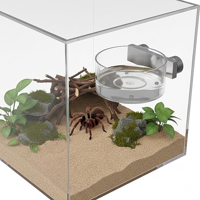 1 Set Spider Feeding Dish Magnetic Tiny Water Bowl Jumping Spider Transparent Food Dishes with Tongs Terrarium Decor Feeding Holder for Small Pets Essential Accessories